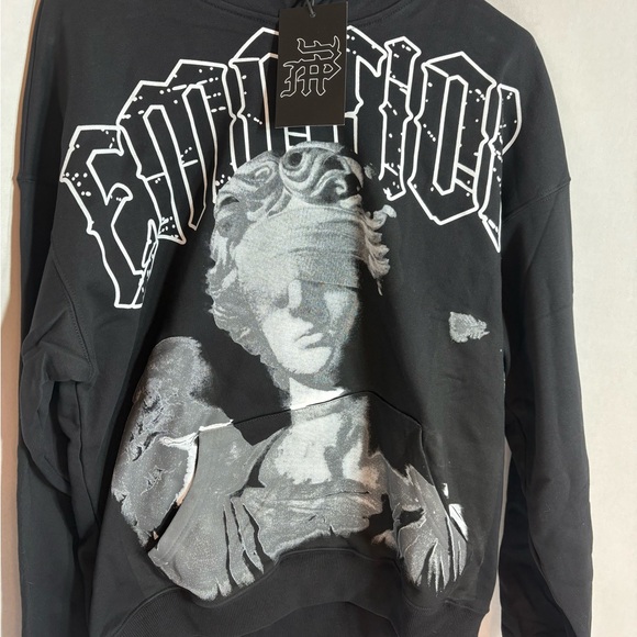 Mixed Emotion Statue Graphic Hoodie Black Streetwear NWT Size M - Picture 1 of 5